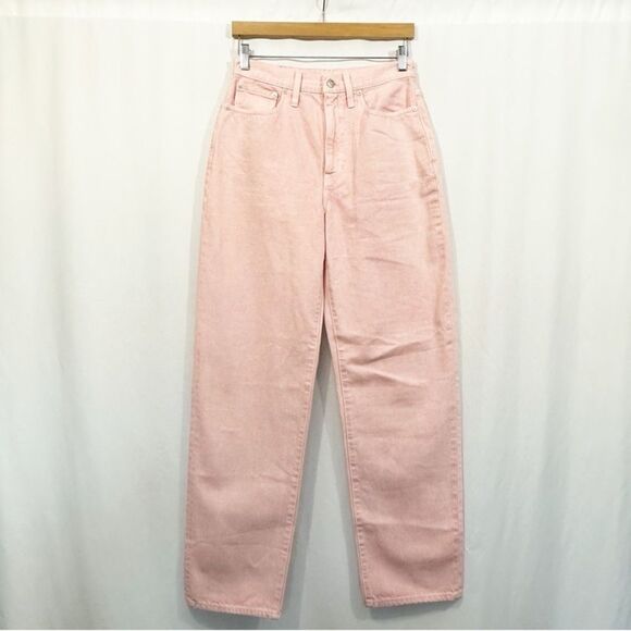Madewell Baggy Straight High Rise Jeans in Garment Dyed Pink 26 - Picture 3 of 8